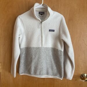 Patagonia‎ Reclaimed Terry Fleece 1/2 Zip Pullover Womens Sz S Birch White